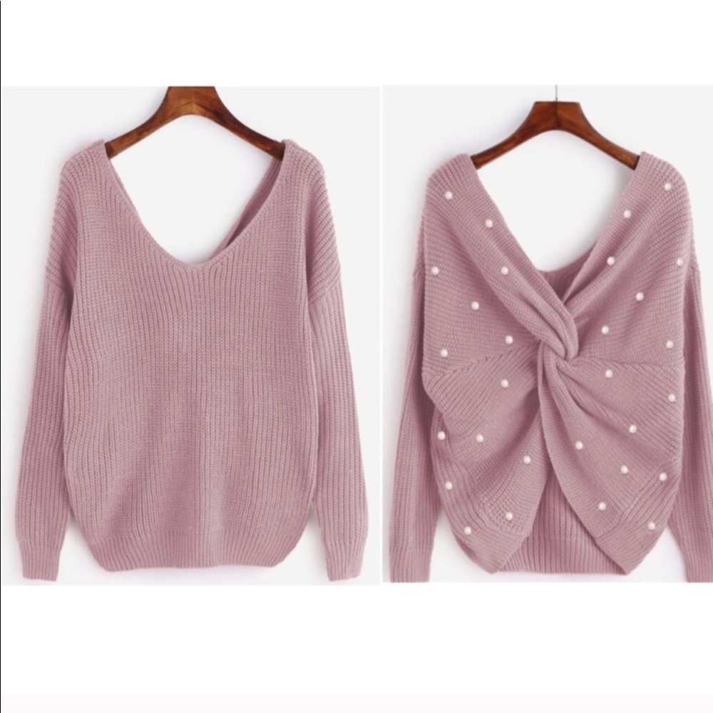 LAST 1✨ pearl twist knit sweater blush pink - Picture 4 of 6